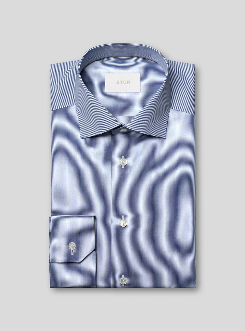 Eton Blue Striped Supima 120 Poplin Shirt