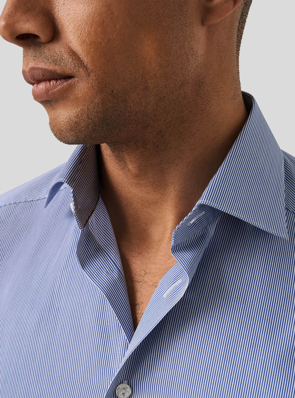 Eton Blue Striped Supima 120 Poplin Shirt