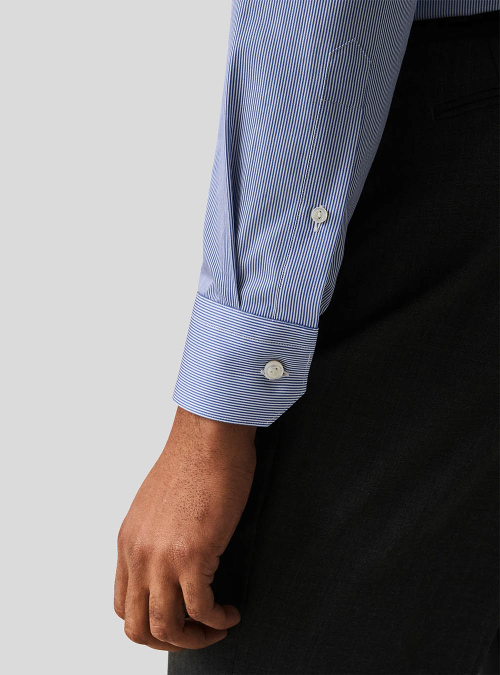 Eton Blue Striped Supima 120 Poplin Shirt
