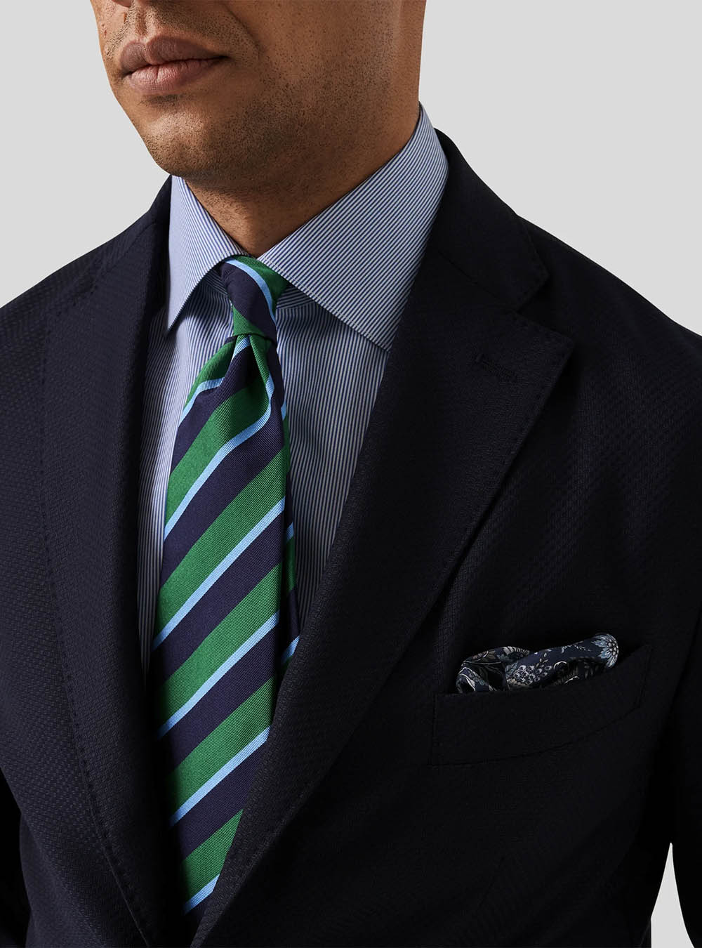 Eton Blue Striped Supima 120 Poplin Shirt