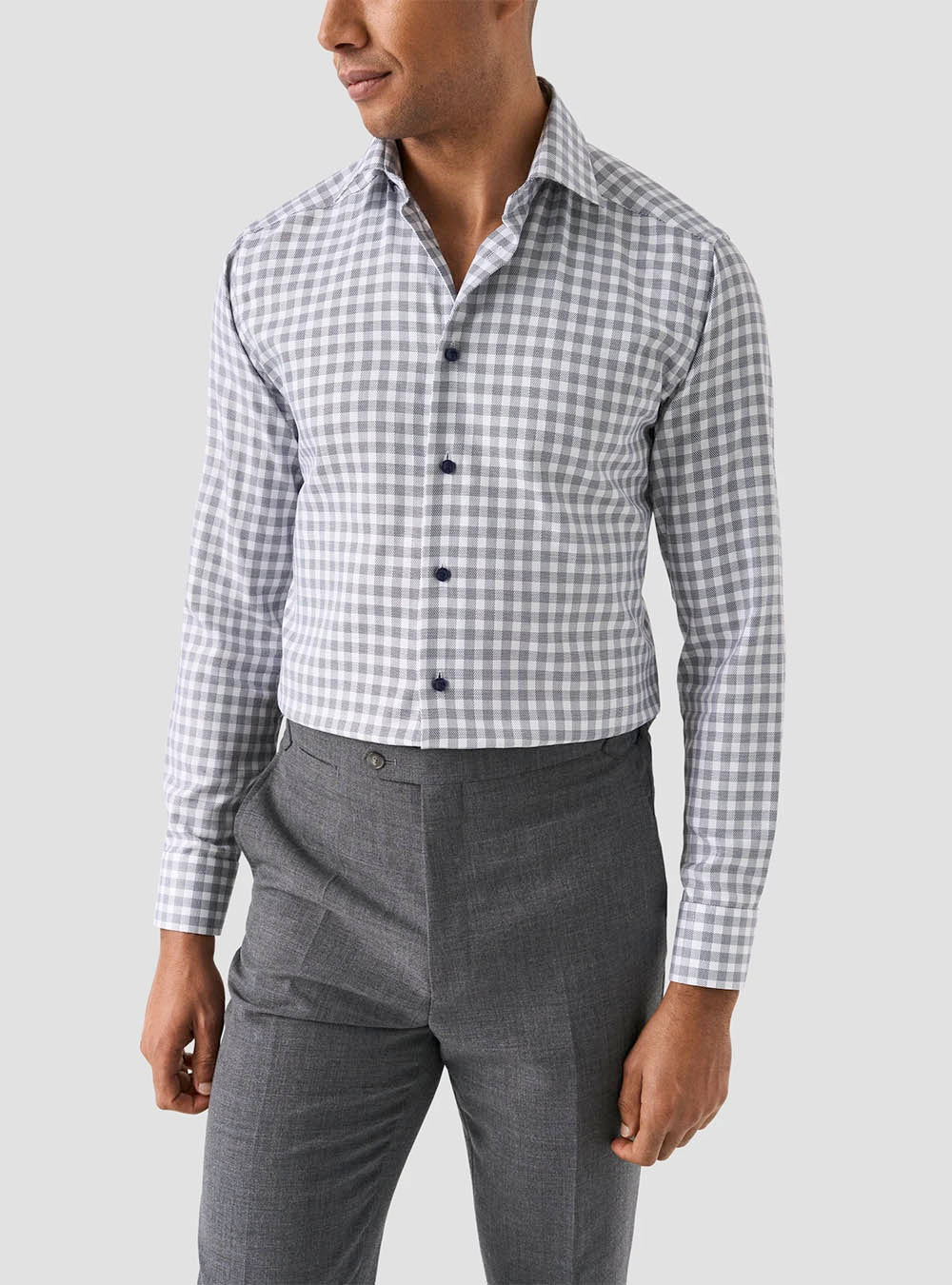 Eton Dark Blue Check Signature Twill Shirt