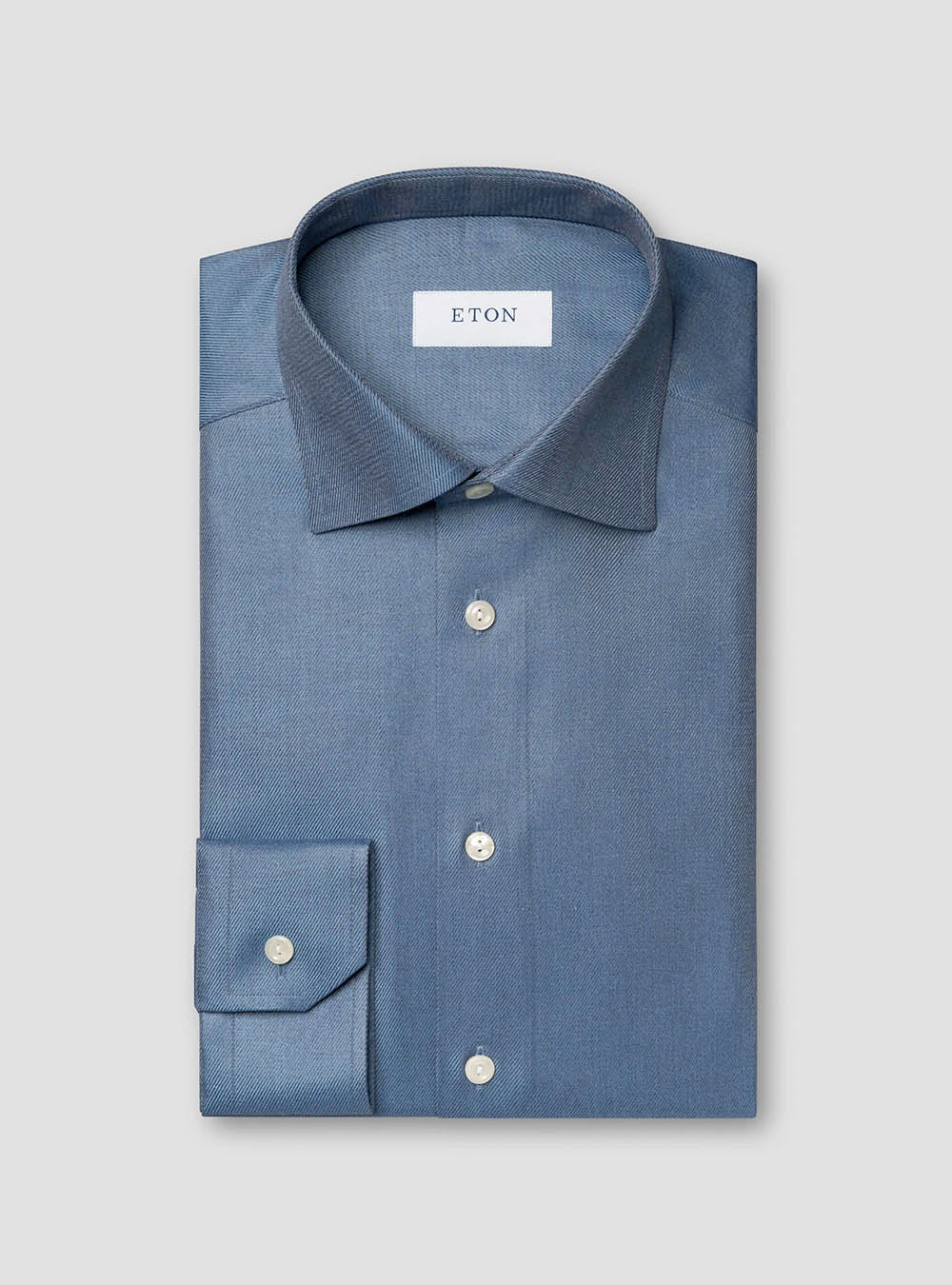 Eton Dark Blue Mélange Solid Cotton TENCEL™ Lyocell Shirt