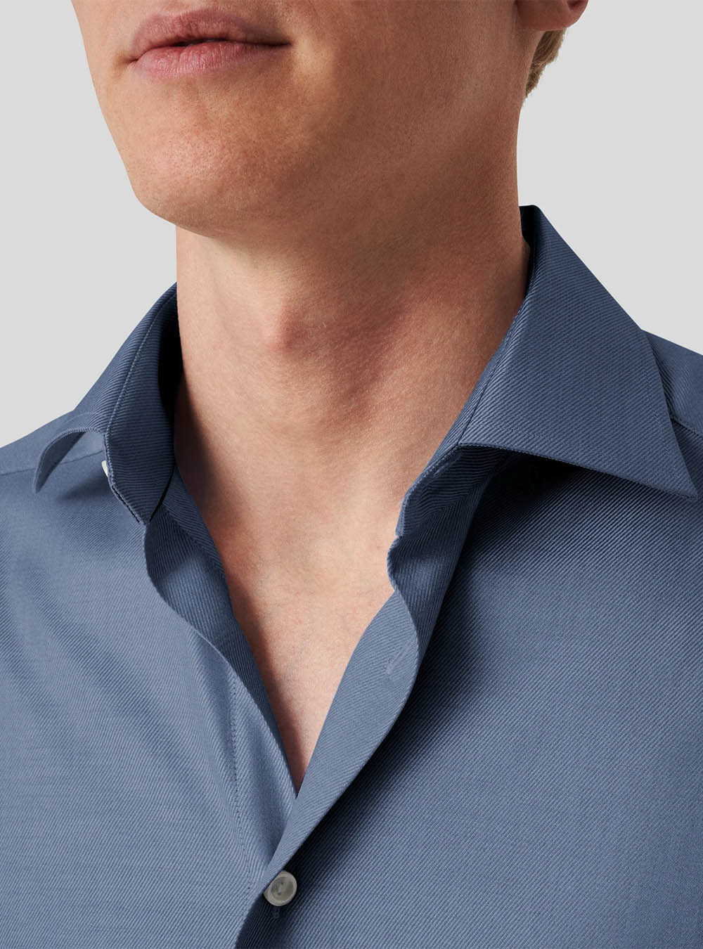 Eton Dark Blue Mélange Solid Cotton TENCEL™ Lyocell Shirt