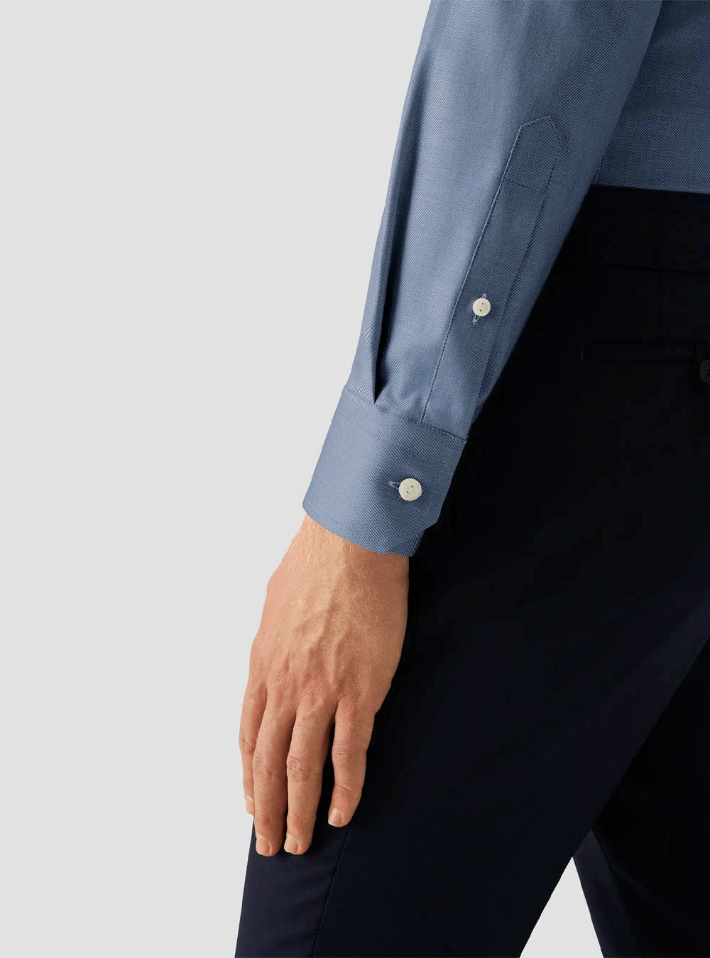 Eton Dark Blue Mélange Solid Cotton TENCEL™ Lyocell Shirt