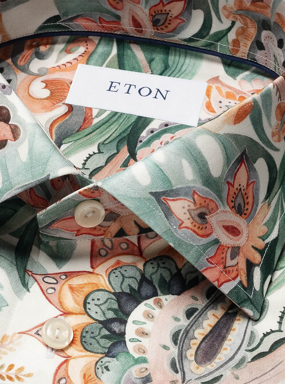 Eton Green Motif Signature Twill Shirt
