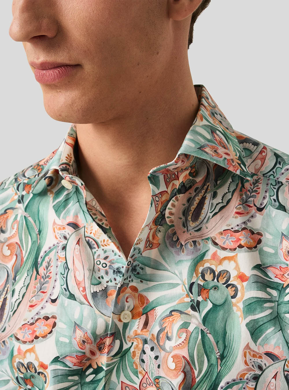 Eton Green Motif Signature Twill Shirt