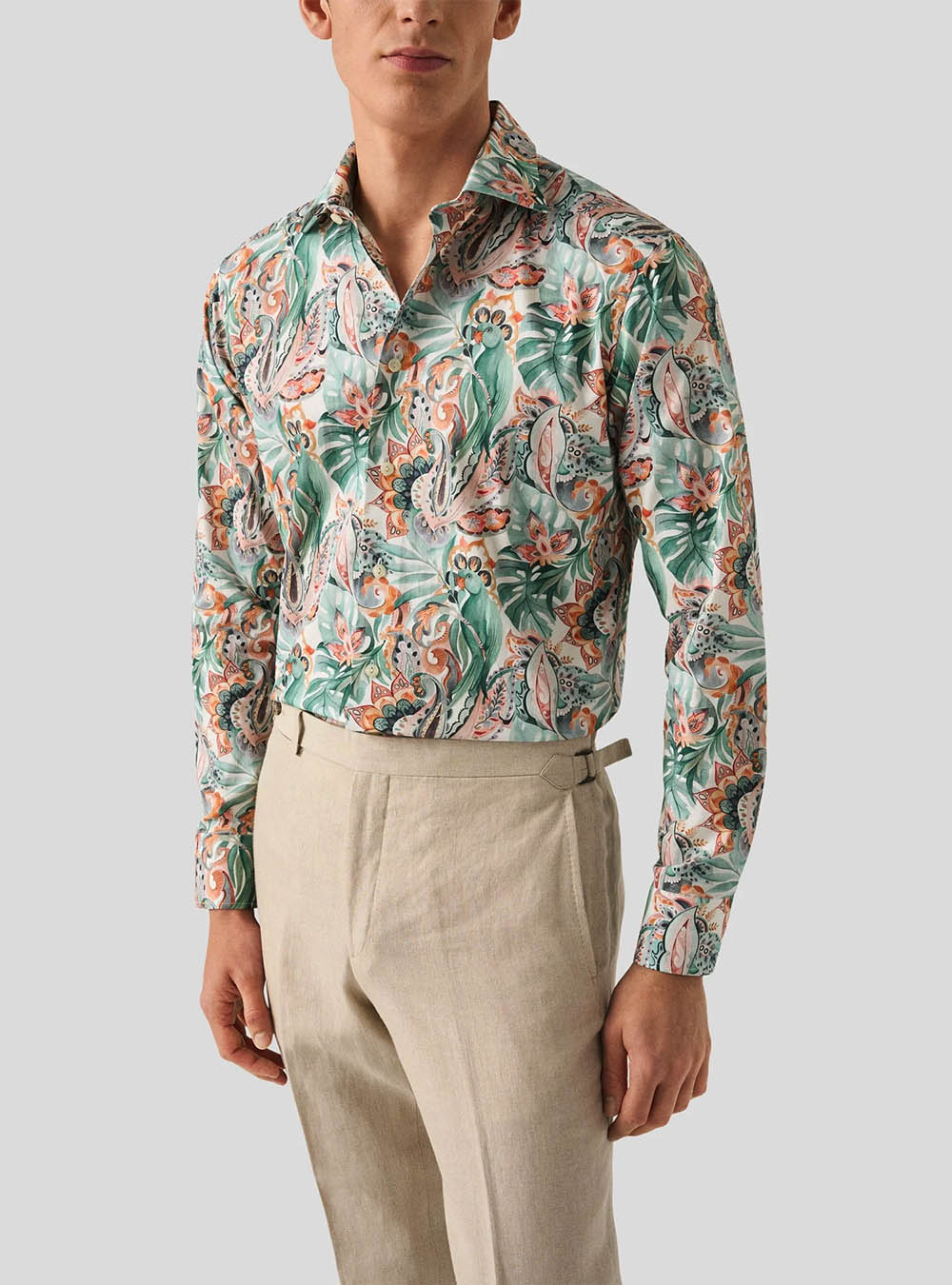 Eton Green Motif Signature Twill Shirt