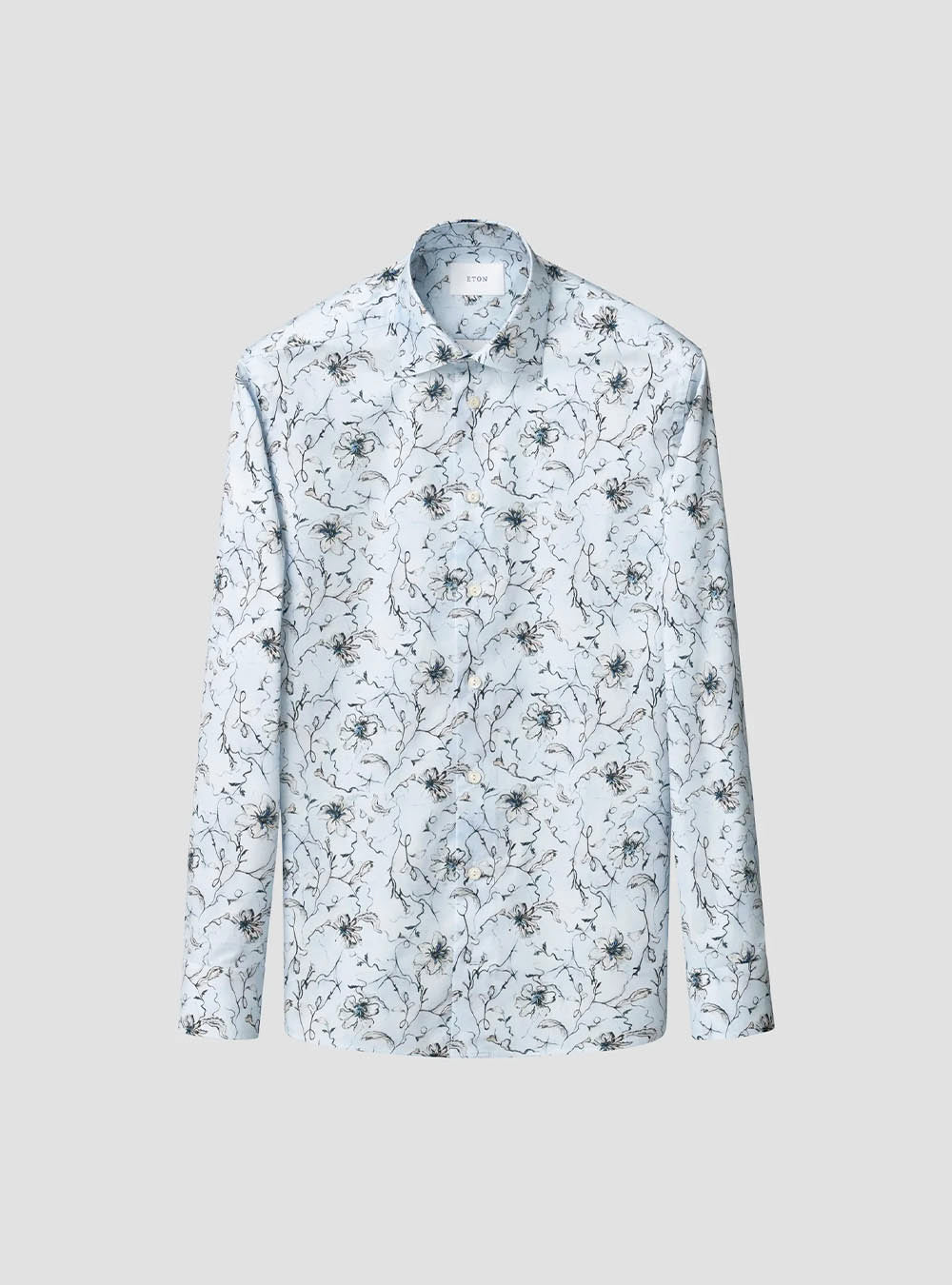 Eton Light Blue Floral Signature Twill Shirt