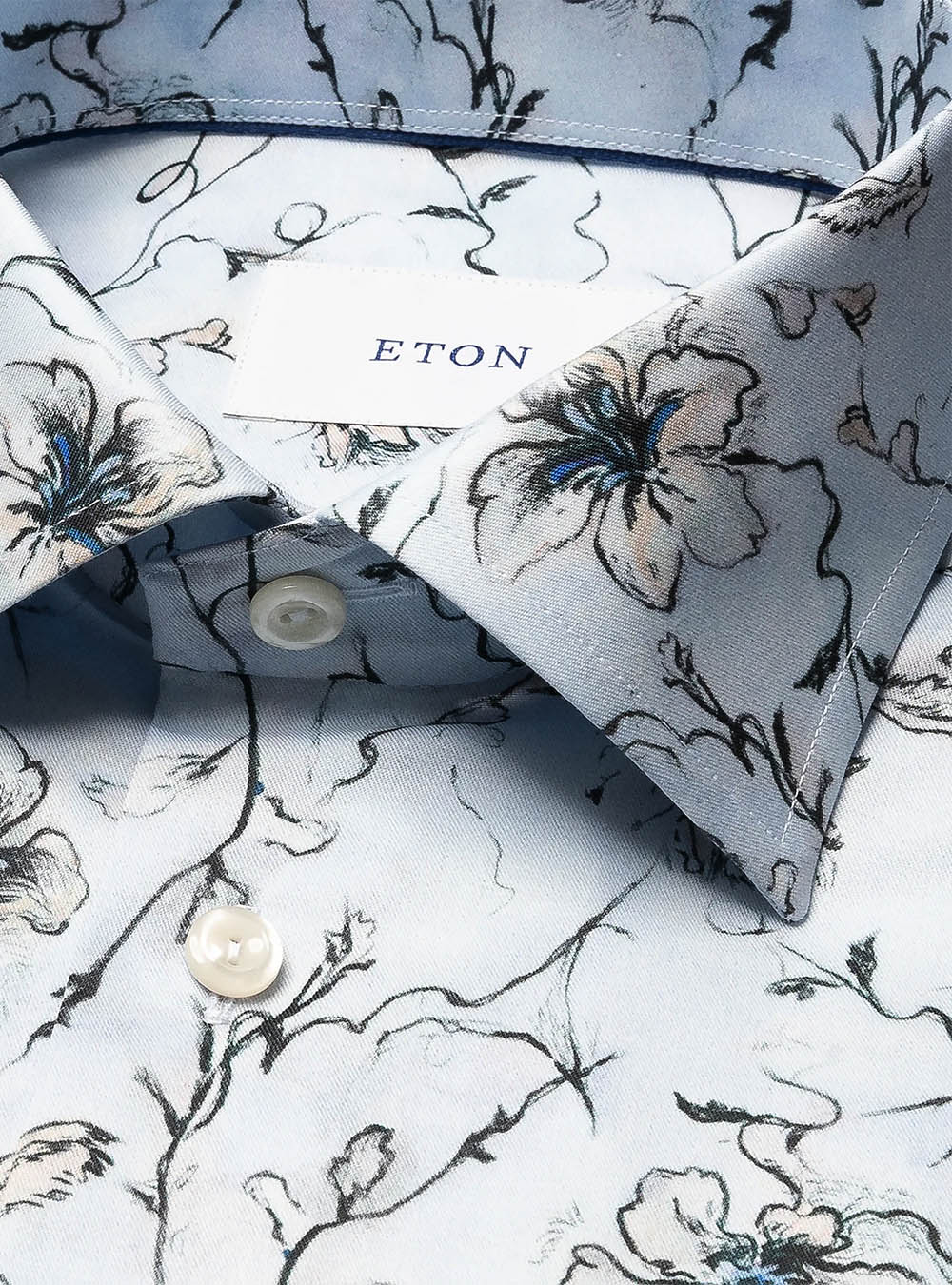 Eton Light Blue Floral Signature Twill Shirt