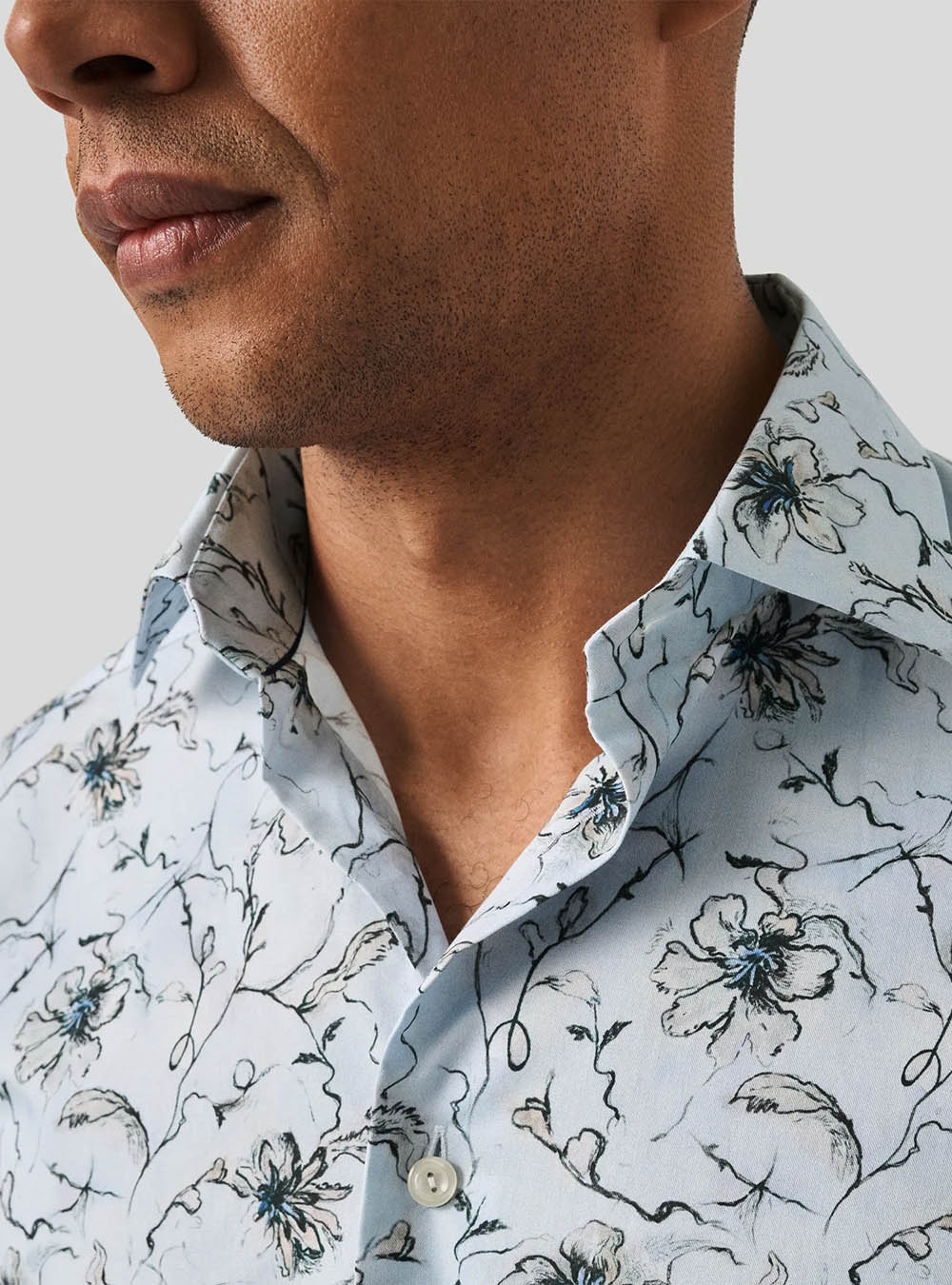 Eton Light Blue Floral Signature Twill Shirt