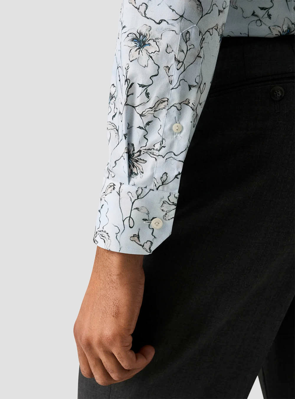Eton Light Blue Floral Signature Twill Shirt
