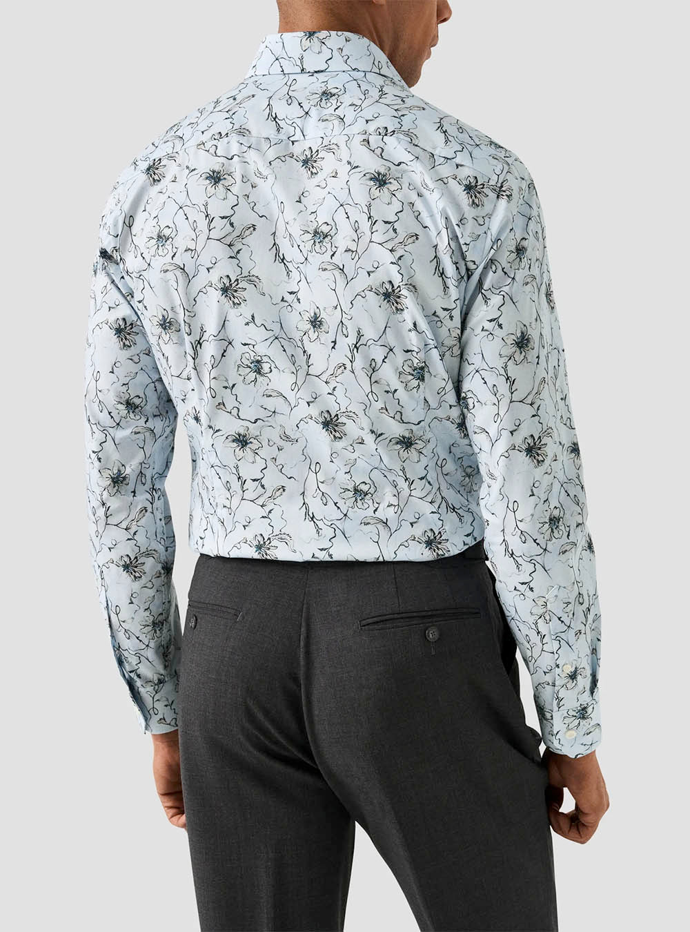 Eton Light Blue Floral Signature Twill Shirt