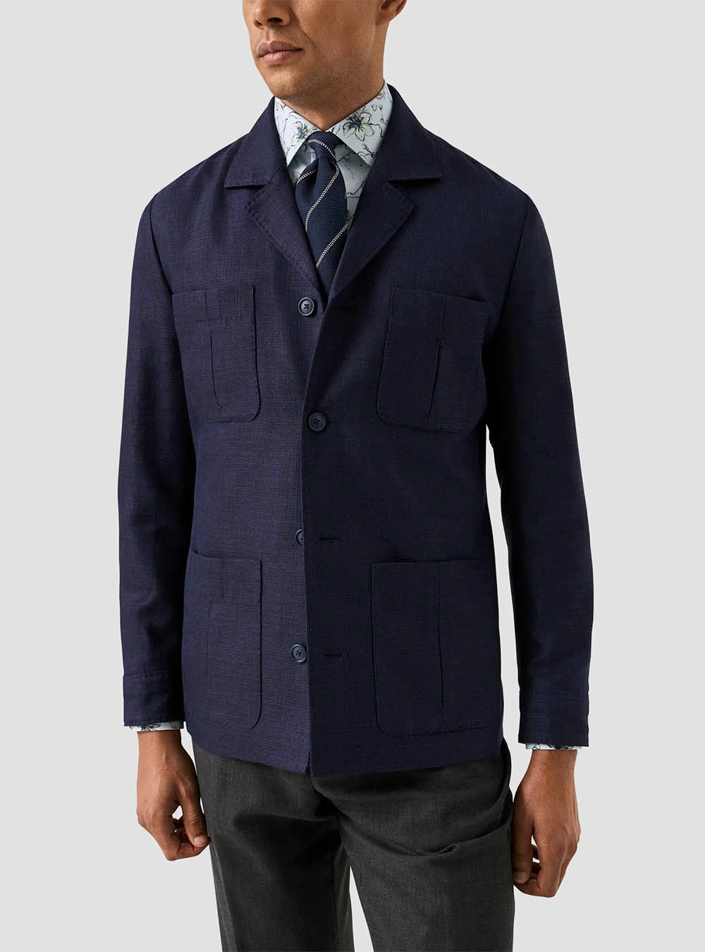 Eton Light Blue Floral Signature Twill Shirt