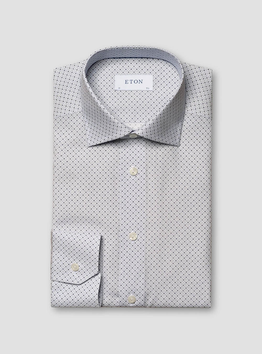 Eton Light Blue Micro Floral Print Signature Poplin Shirt