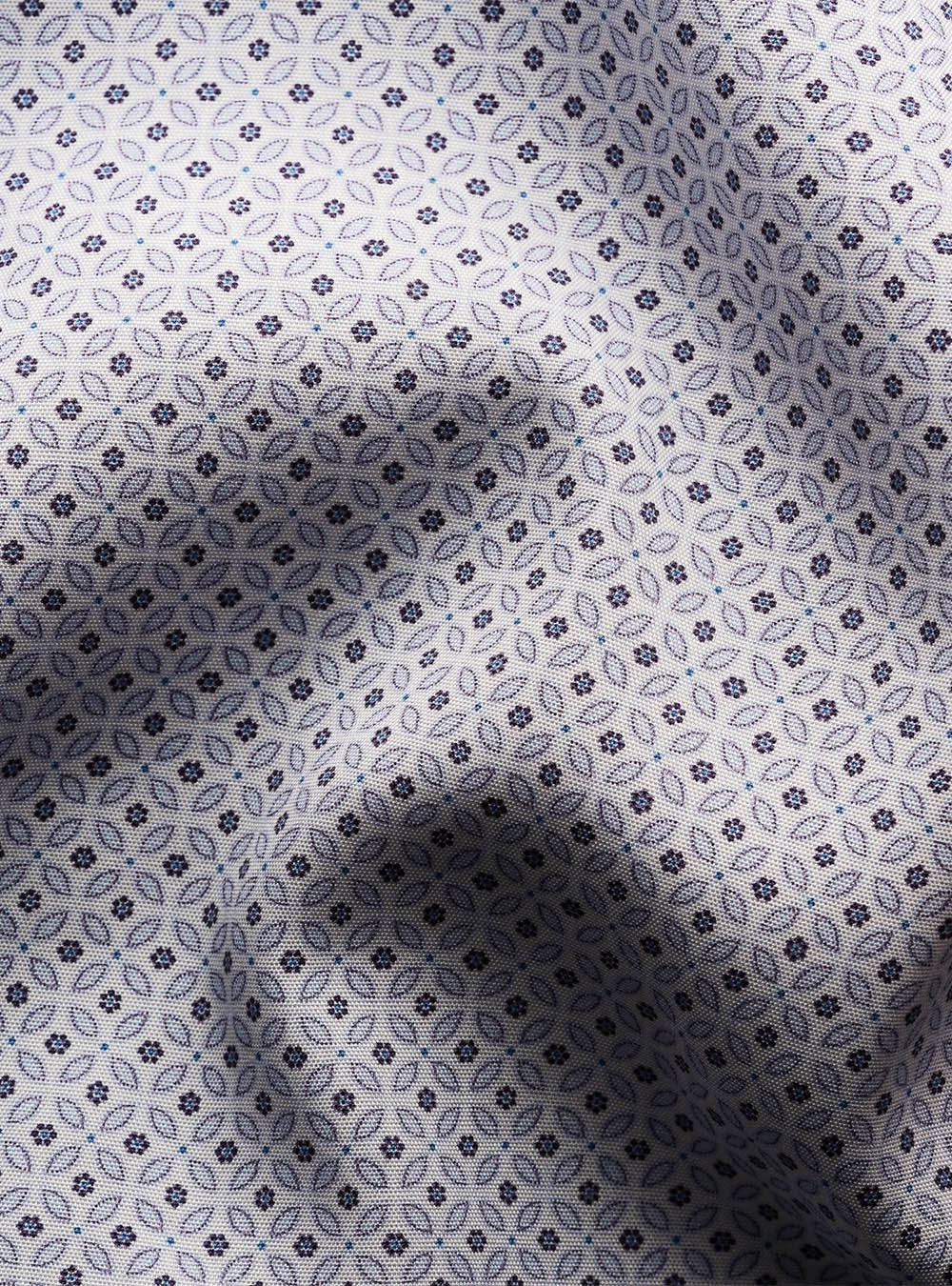 Eton Light Blue Micro Floral Print Signature Poplin Shirt