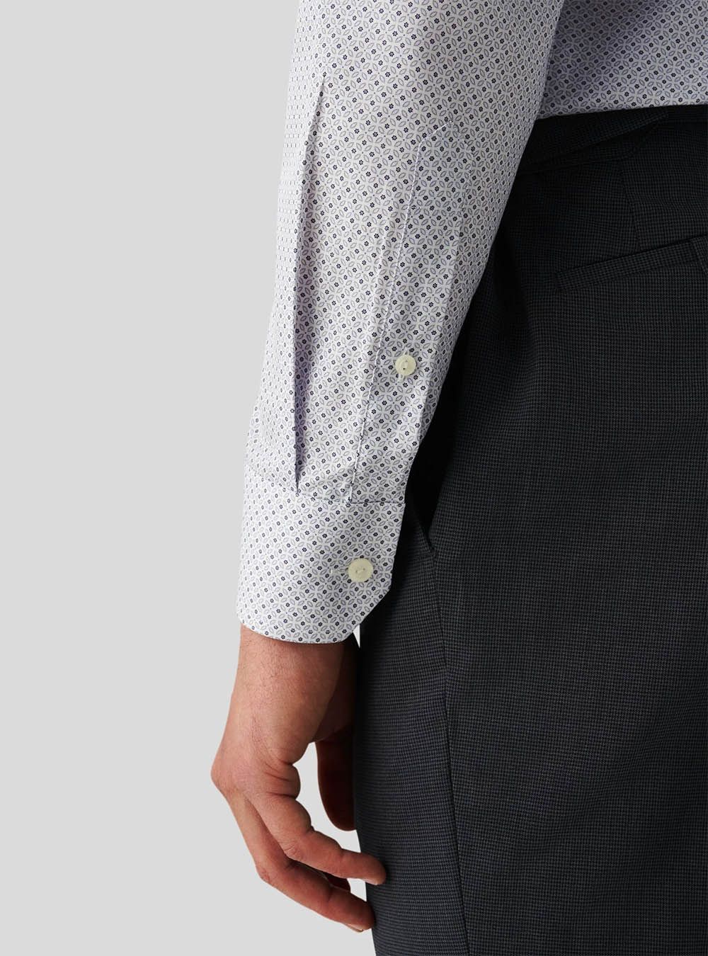 Eton Light Blue Micro Floral Print Signature Poplin Shirt