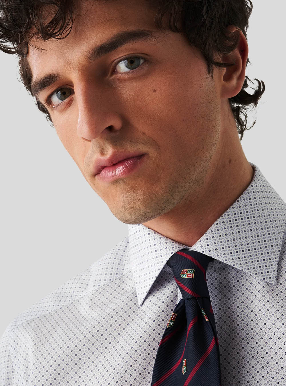 Eton Light Blue Micro Floral Print Signature Poplin Shirt