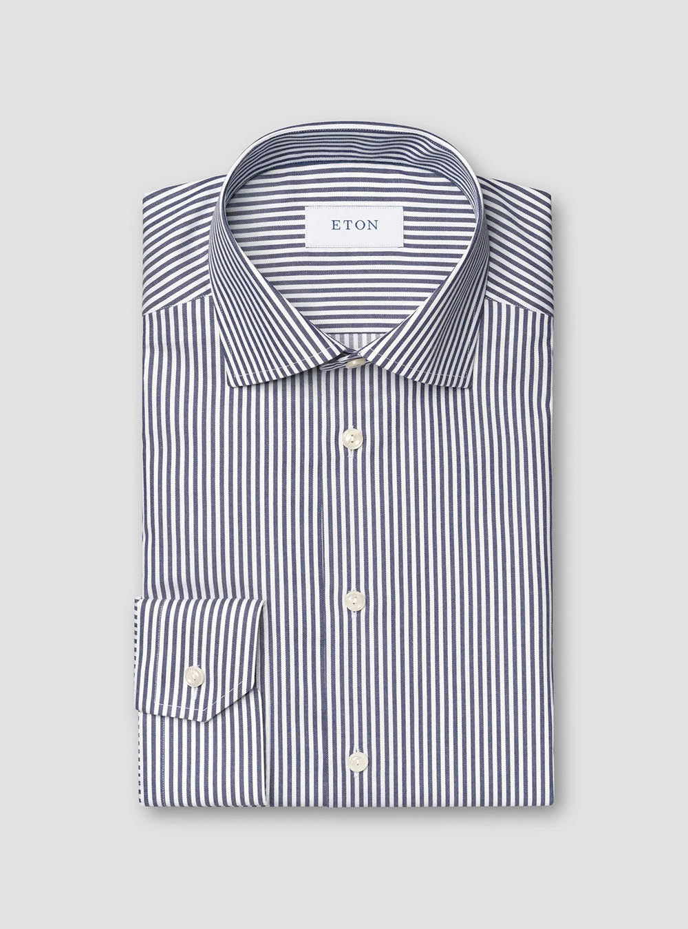 Eton Navy Blue Striped Cotton TENCEL™ Lyocell Shirt
