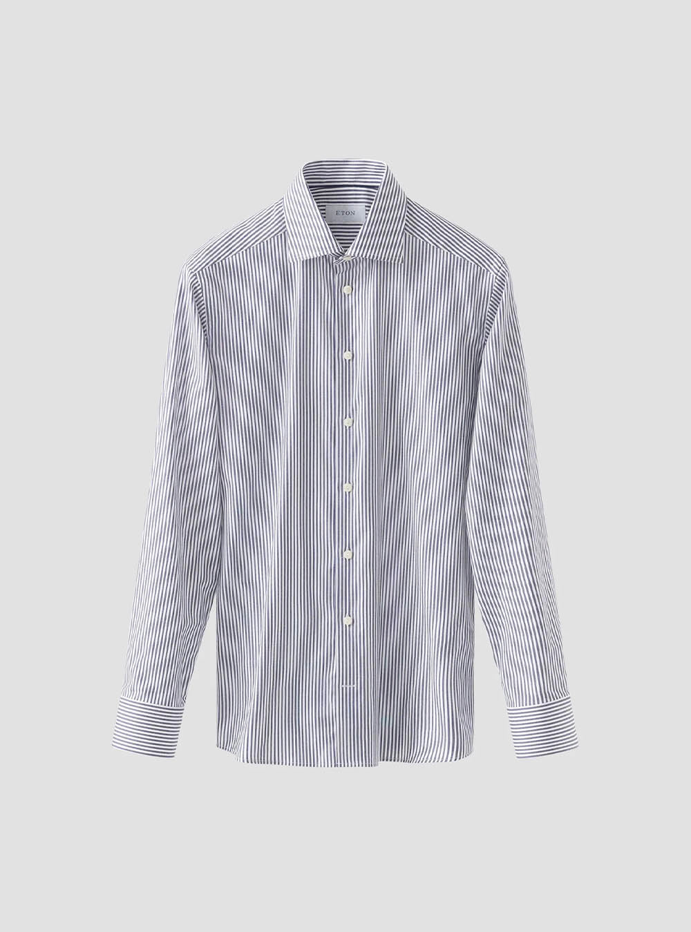 Eton Navy Blue Striped Cotton TENCEL™ Lyocell Shirt