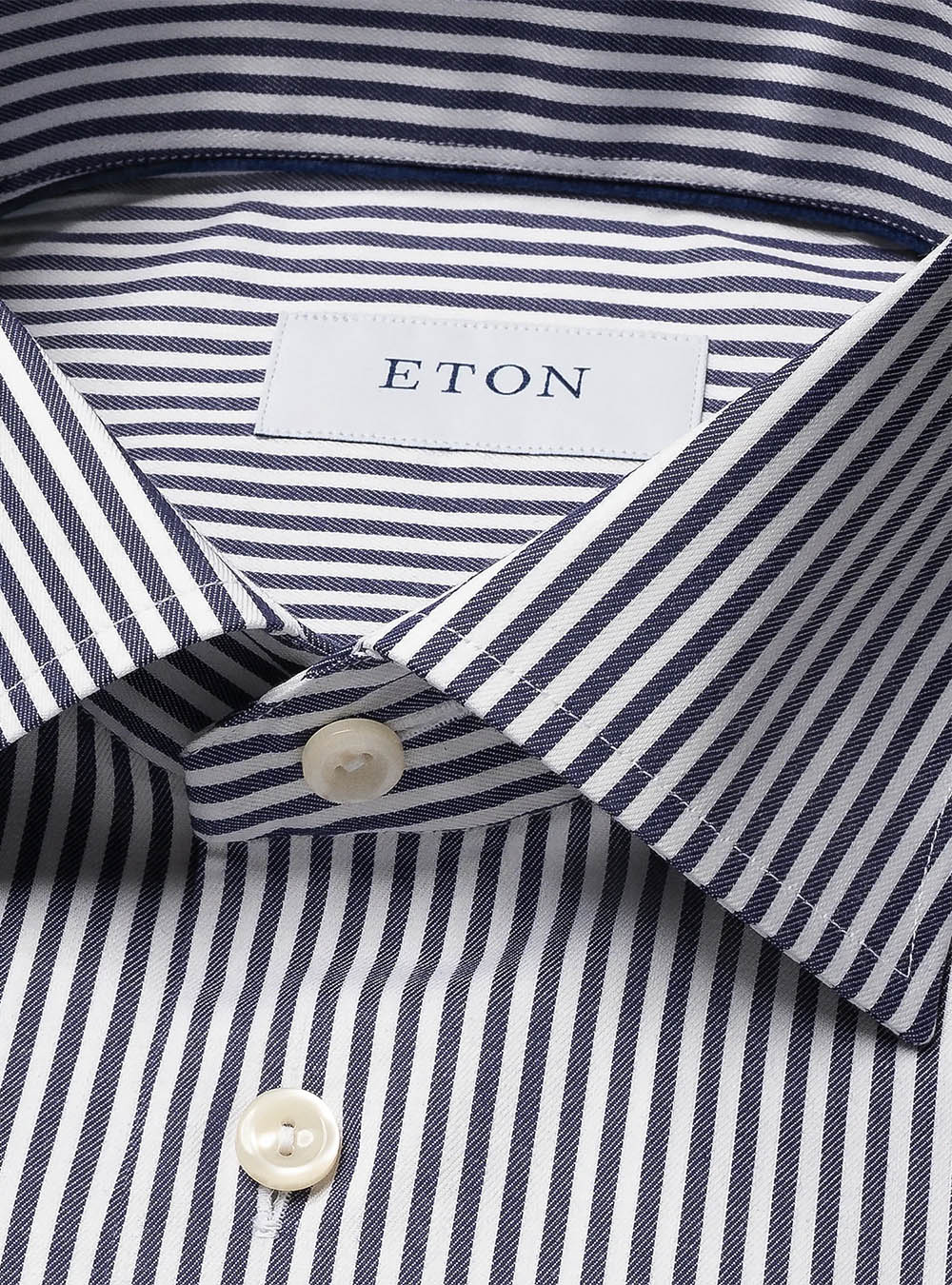 Eton Navy Blue Striped Cotton TENCEL™ Lyocell Shirt