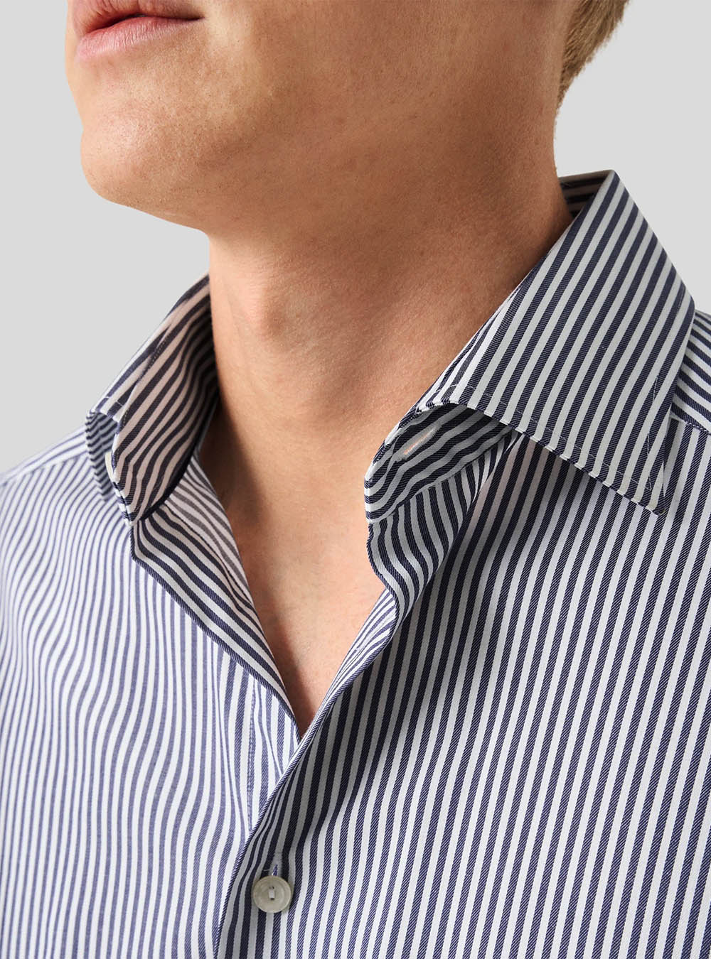 Eton Navy Blue Striped Cotton TENCEL™ Lyocell Shirt