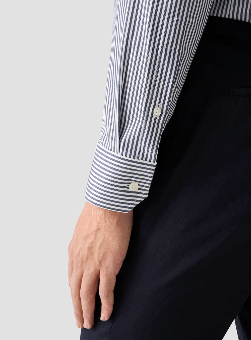 Eton Navy Blue Striped Cotton TENCEL™ Lyocell Shirt