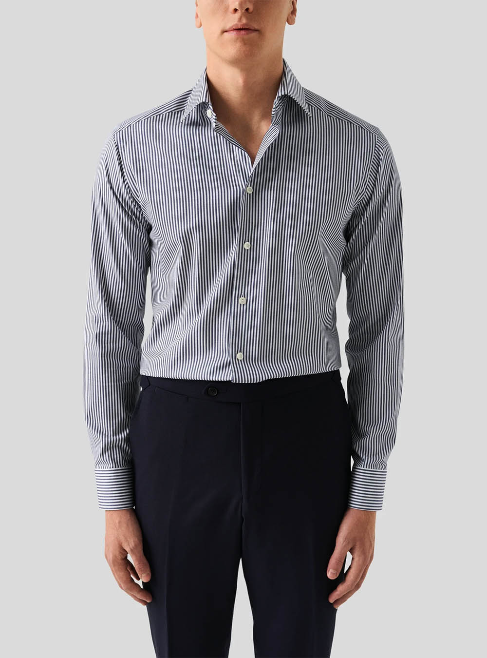 Eton Navy Blue Striped Cotton TENCEL™ Lyocell Shirt