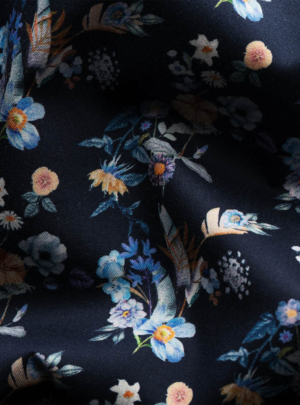 Eton Navy Floral Print Twill Shirt