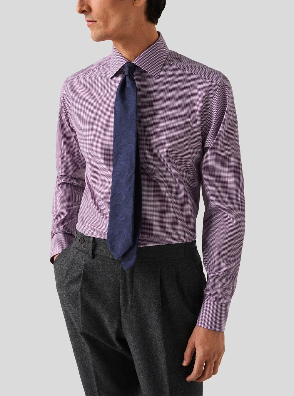 Eton Pink 3D Check Elevated Twill Shirt