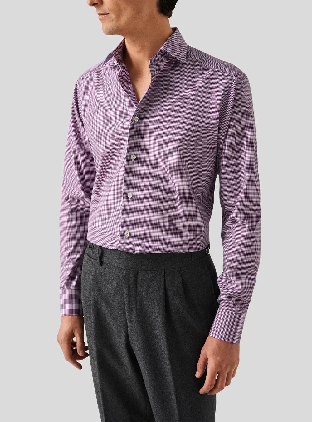 Eton Pink 3D Check Elevated Twill Shirt