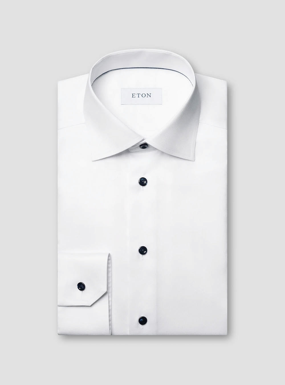 Eton White Solid Signature Twill Shirt - Navy Details