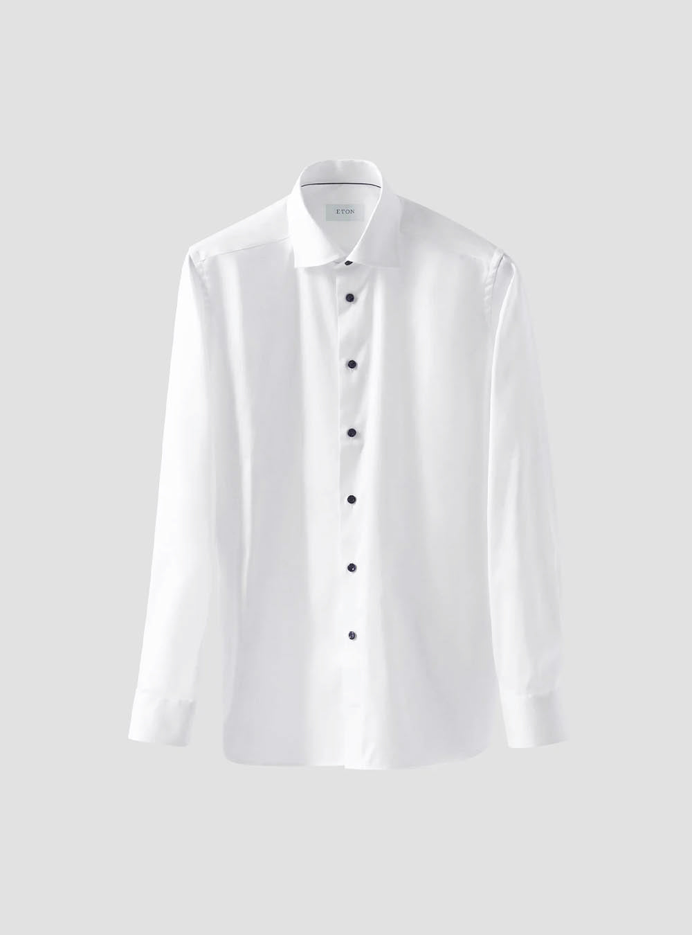 Eton White Solid Signature Twill Shirt - Navy Details