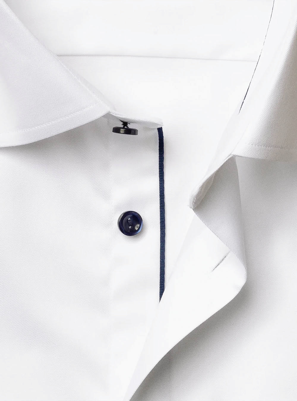 Eton White Solid Signature Twill Shirt - Navy Details