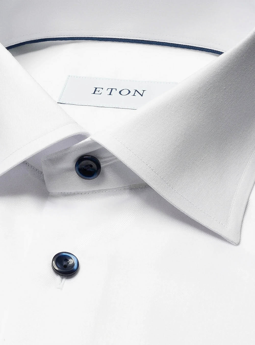 Eton White Solid Signature Twill Shirt - Navy Details