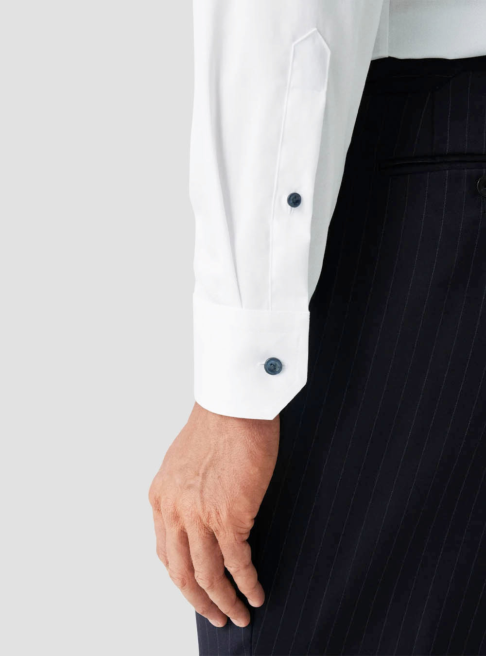 Eton White Solid Signature Twill Shirt - Navy Details