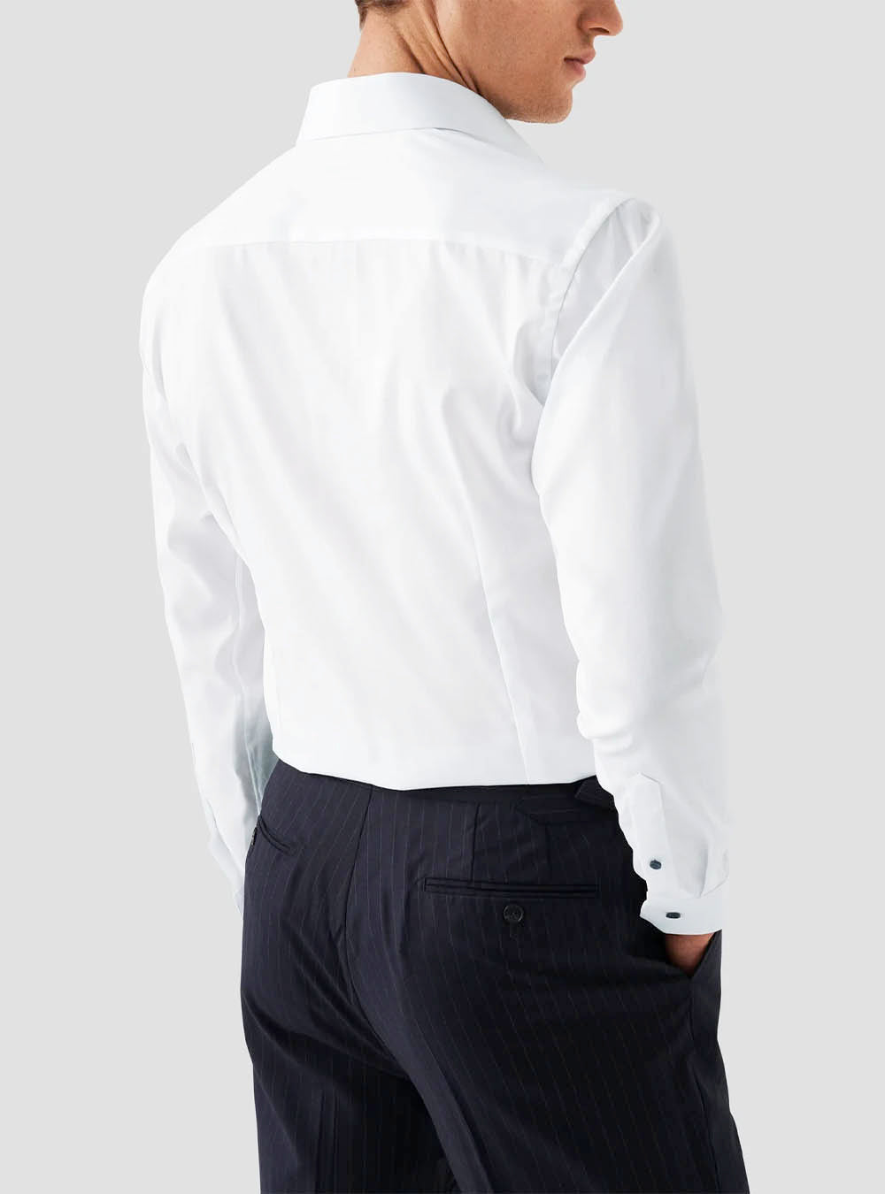 Eton White Solid Signature Twill Shirt - Navy Details
