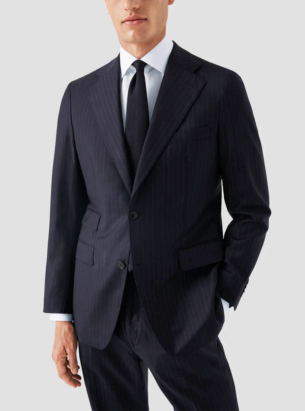 Eton White Solid Signature Twill Shirt - Navy Details