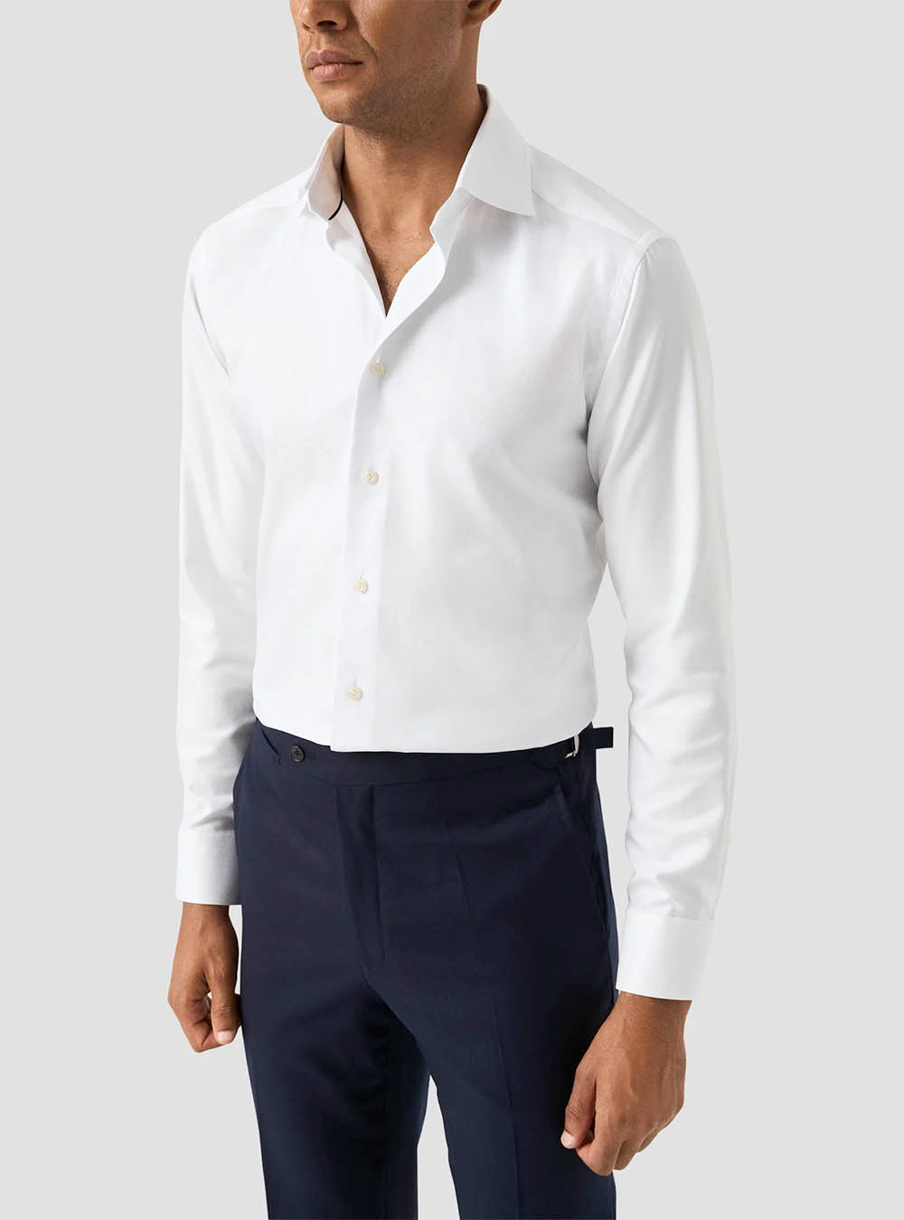 Eton White Textured Twill Shirt