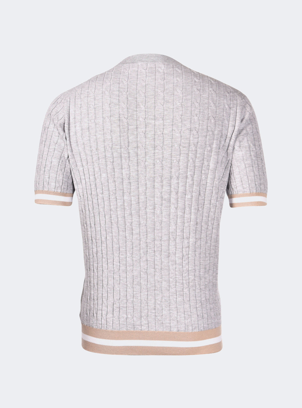 Gran Sasso Cabled & Ribbed Knit T-Shirt - Grey/Hazel/White