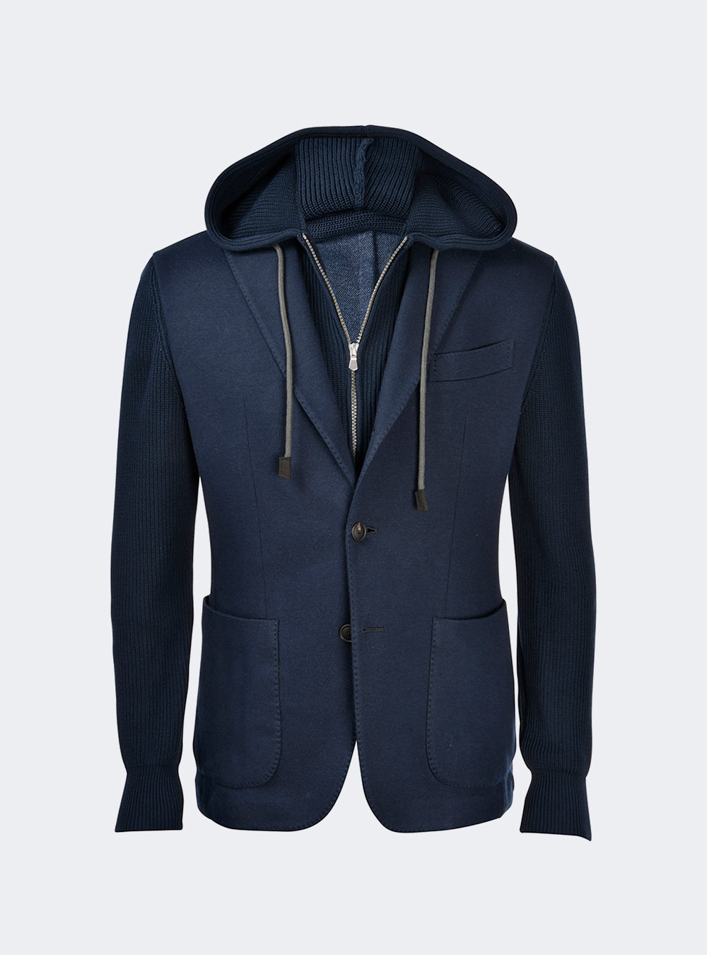Gran Sasso Hooded Jacket - Navy Blue/Grey