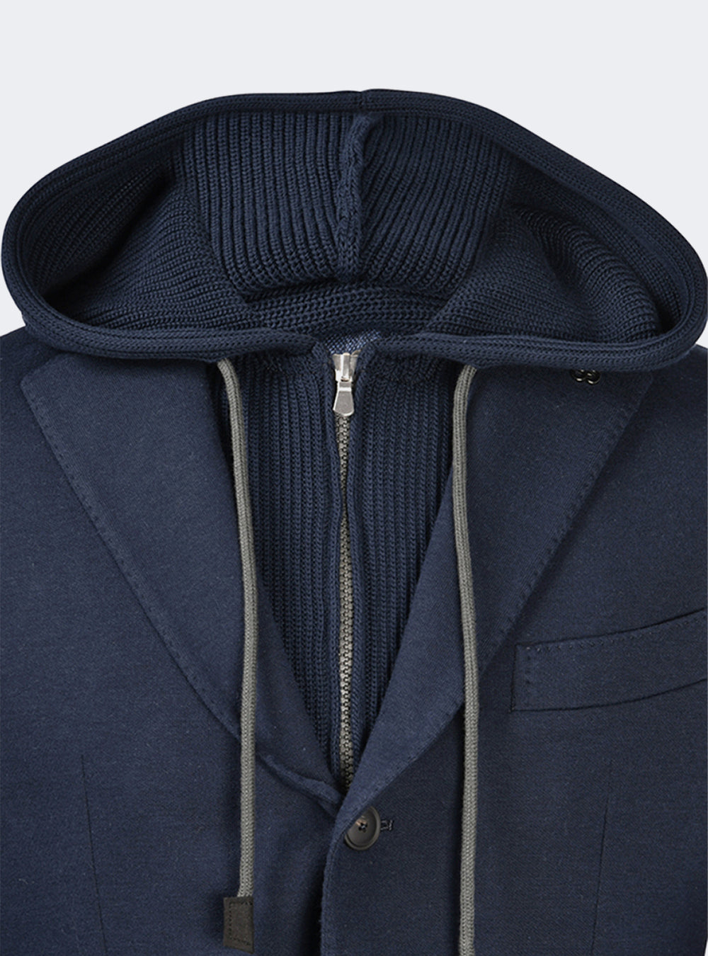Gran Sasso Hooded Jacket - Navy Blue/Grey
