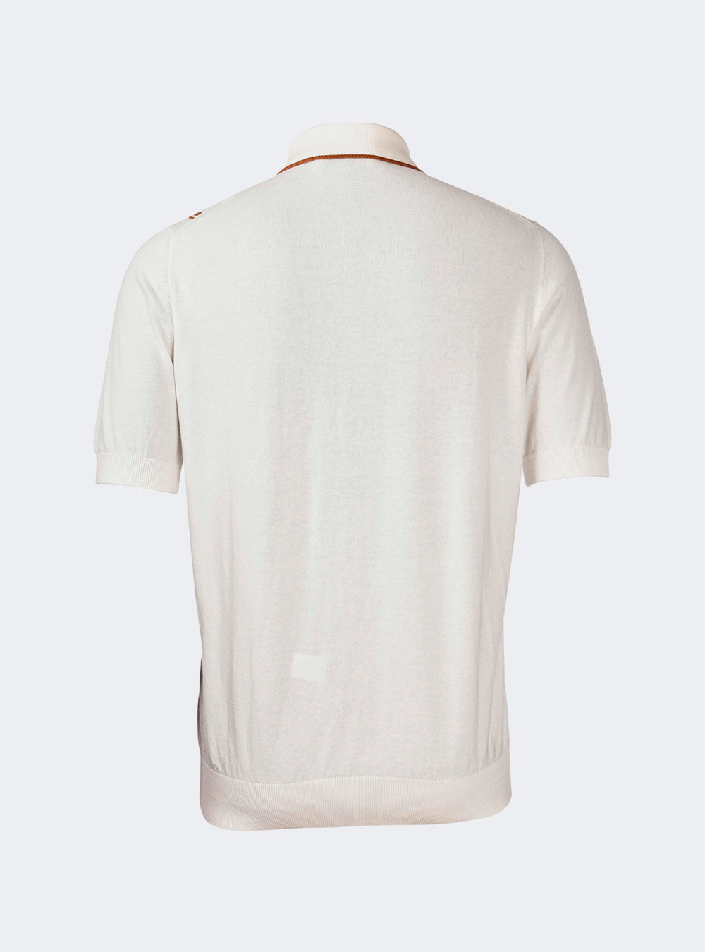 Gran Sasso Organic Cotton Cabled Knit Shirt - White/Brown