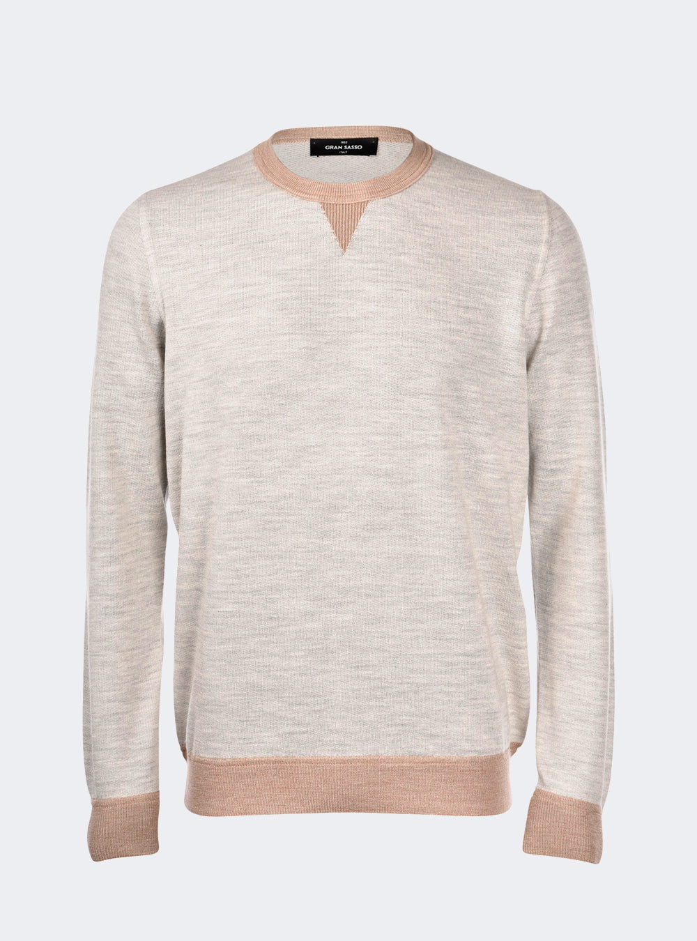 Gran Sasso Plush Knit Wool & Silk Crew Neck - Grey/Beige