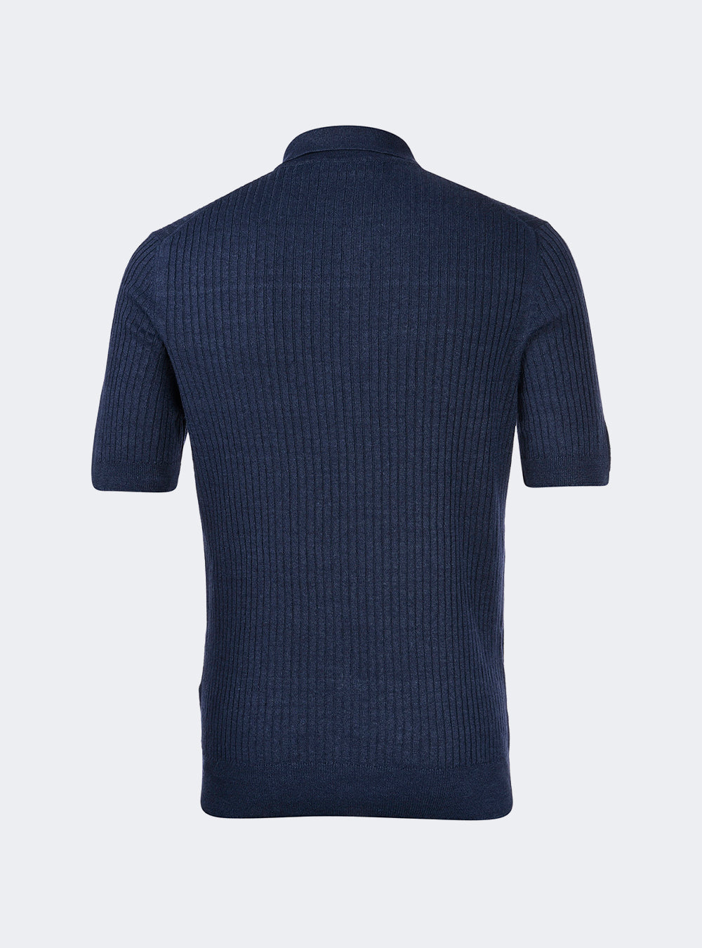 Gran Sasso Ribbed Linen & Cotton Knit Polo - Navy