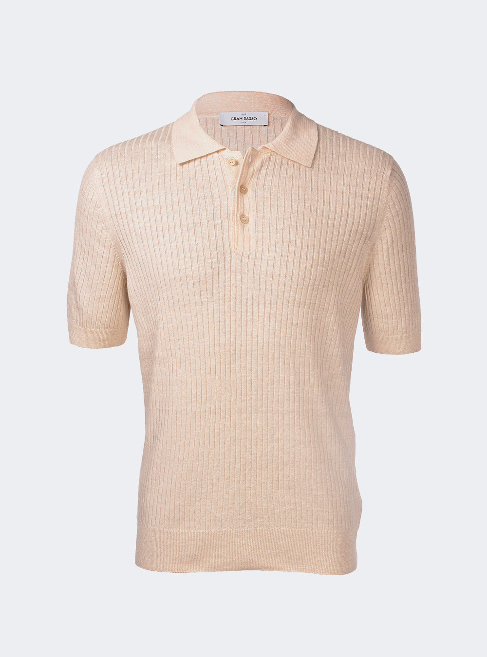 Gran Sasso Ribbed Linen & Cotton Knit Polo - Off-White