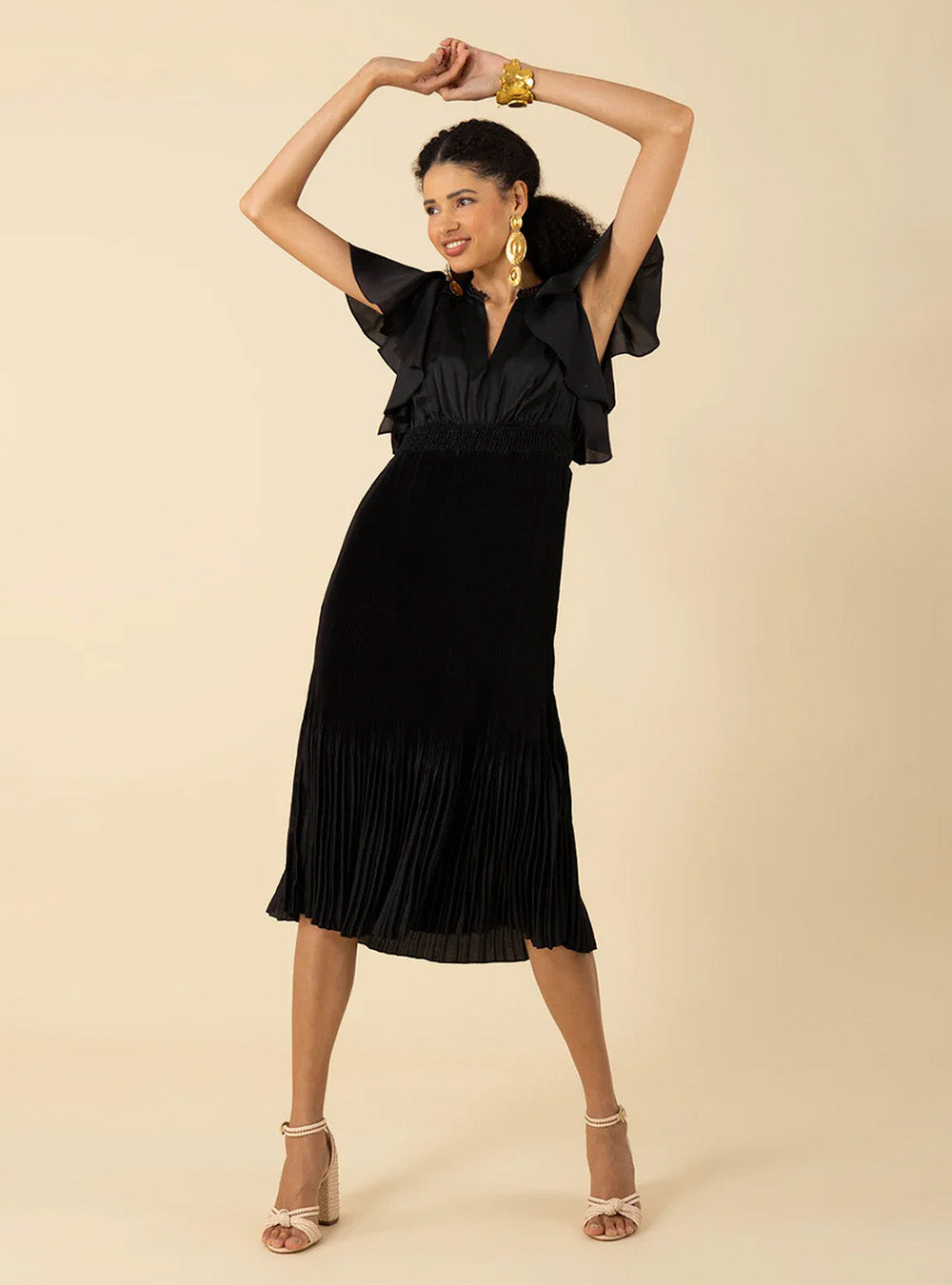 Hale Bob Della Solid Dress - Black
