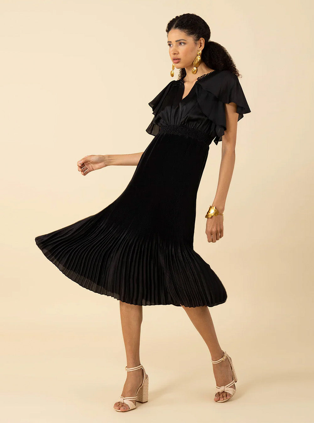 Hale Bob Della Solid Dress - Black