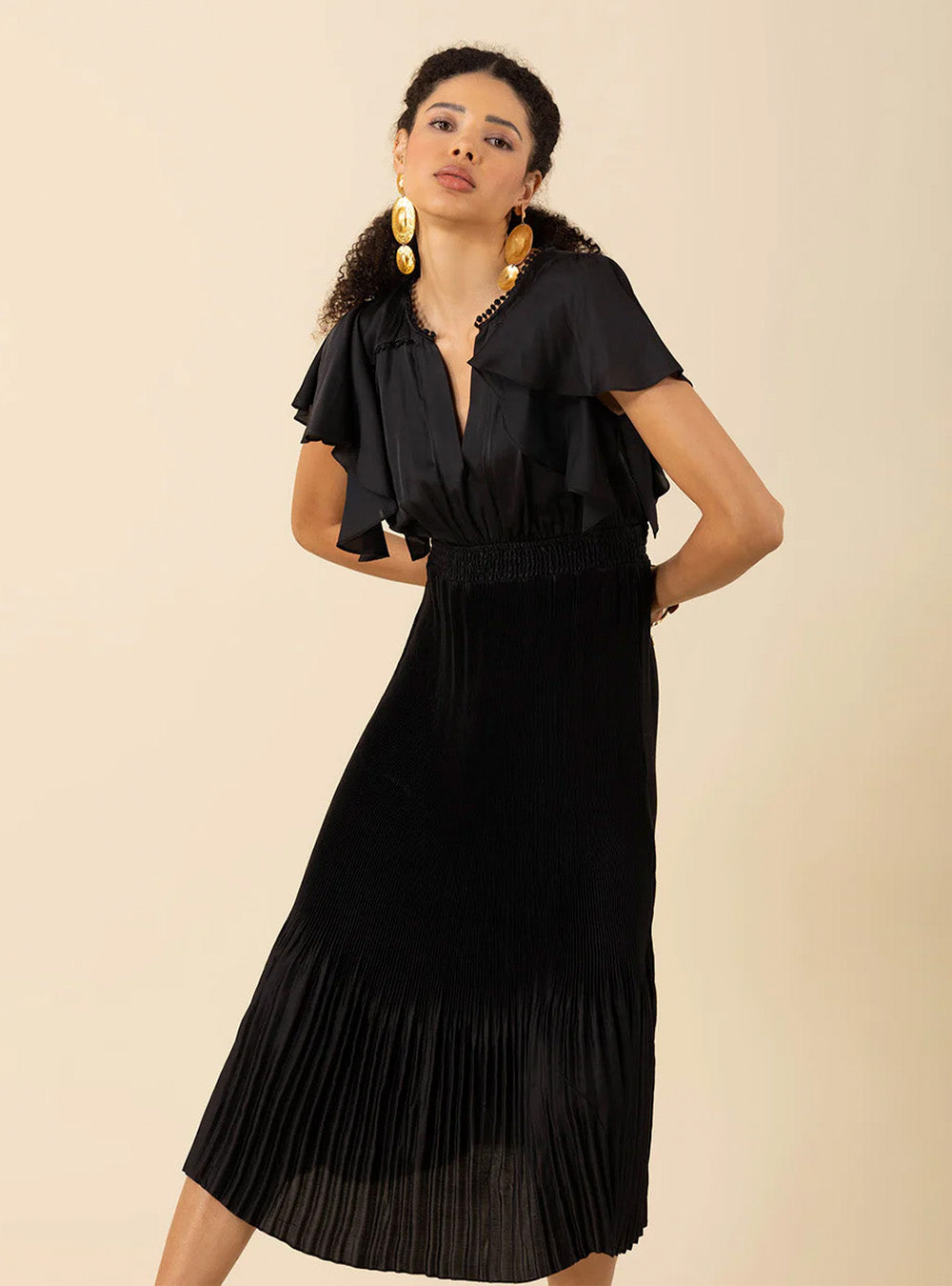 Hale Bob Della Solid Dress - Black