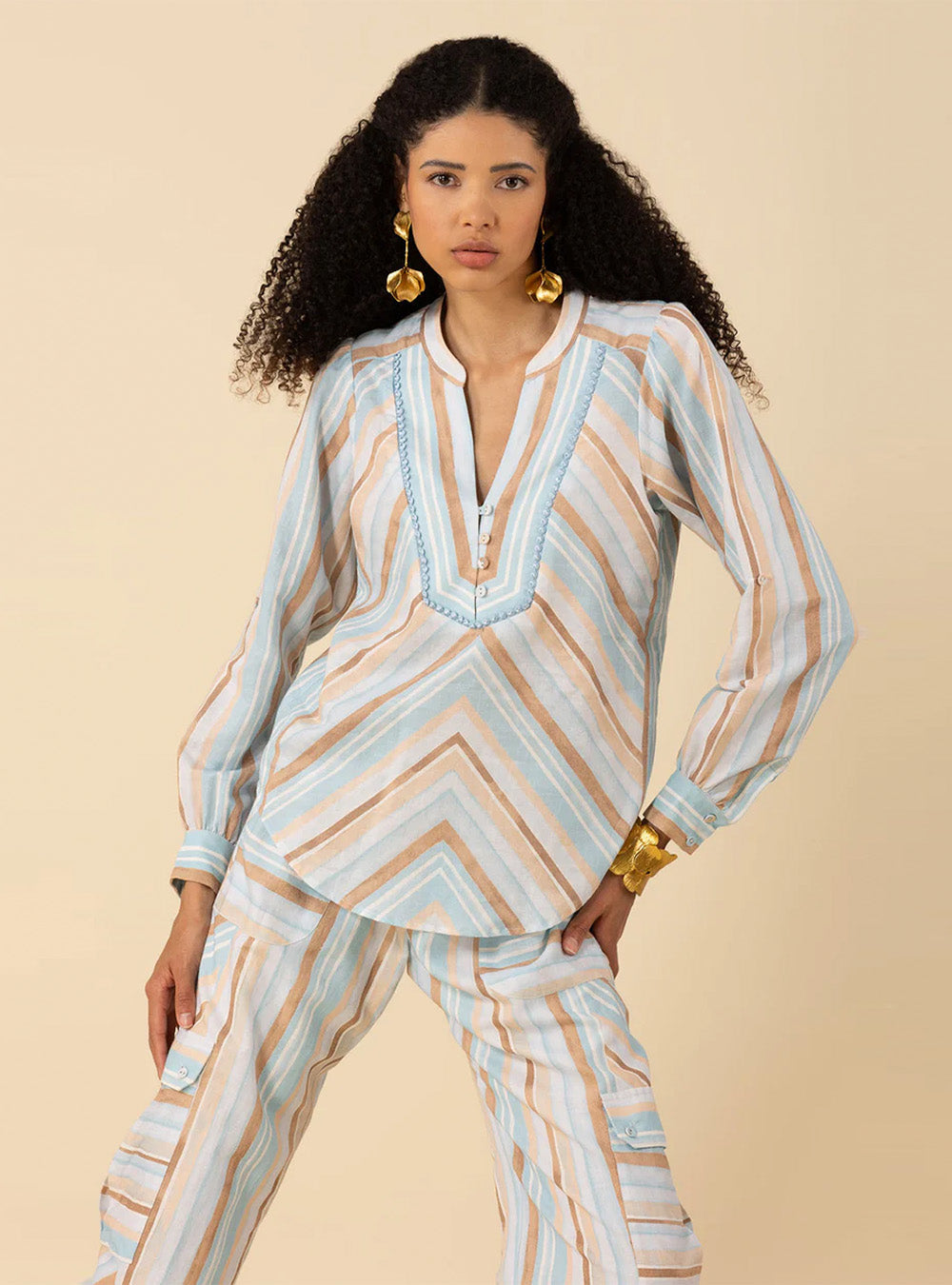 Hale Bob Karla Linen Top - Blue
