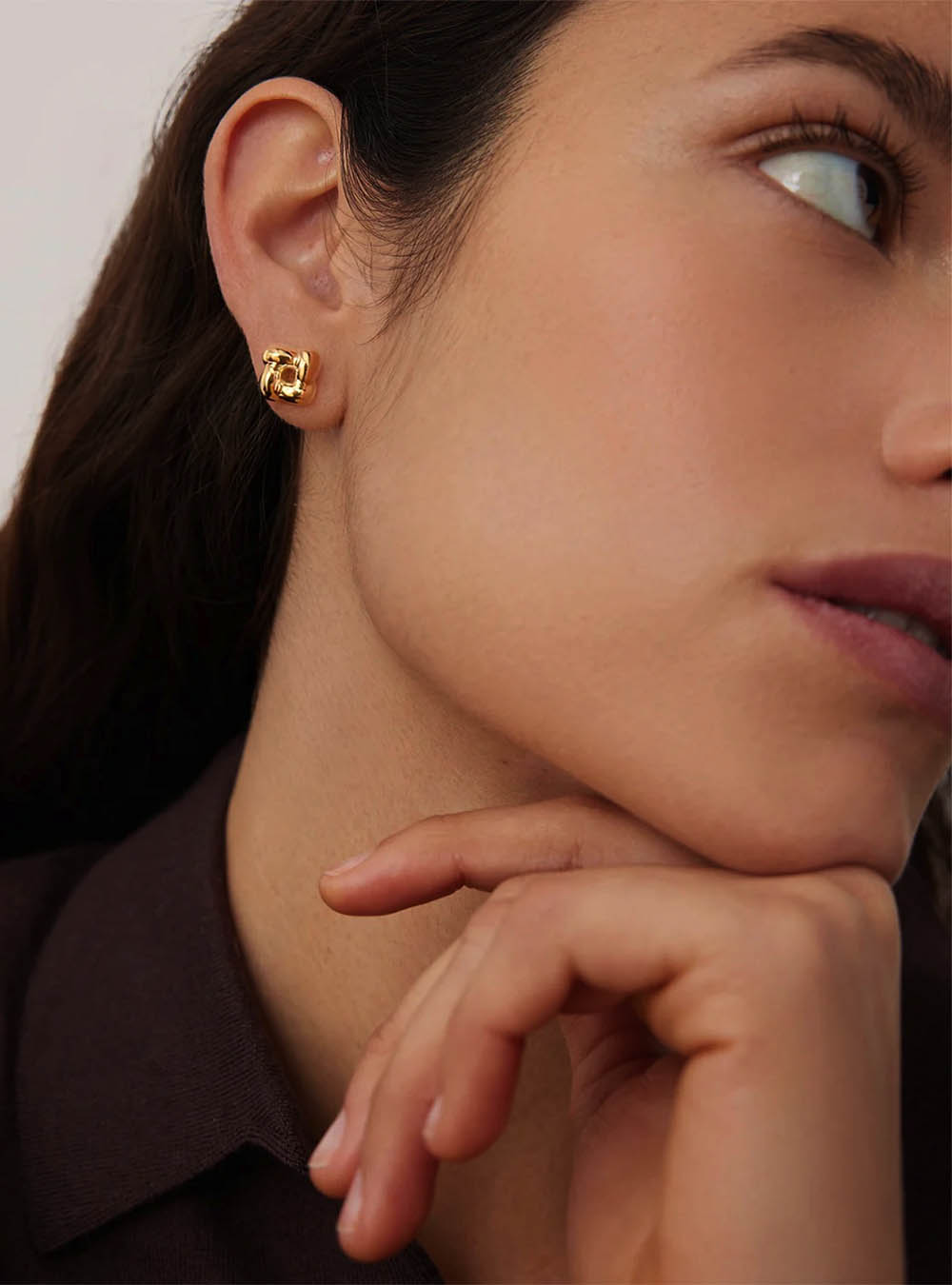 Jenny Bird Mini Woven Square Earrings - Gold